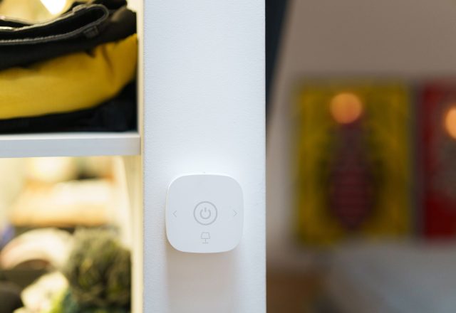 Smart light switch installed on an interior wall